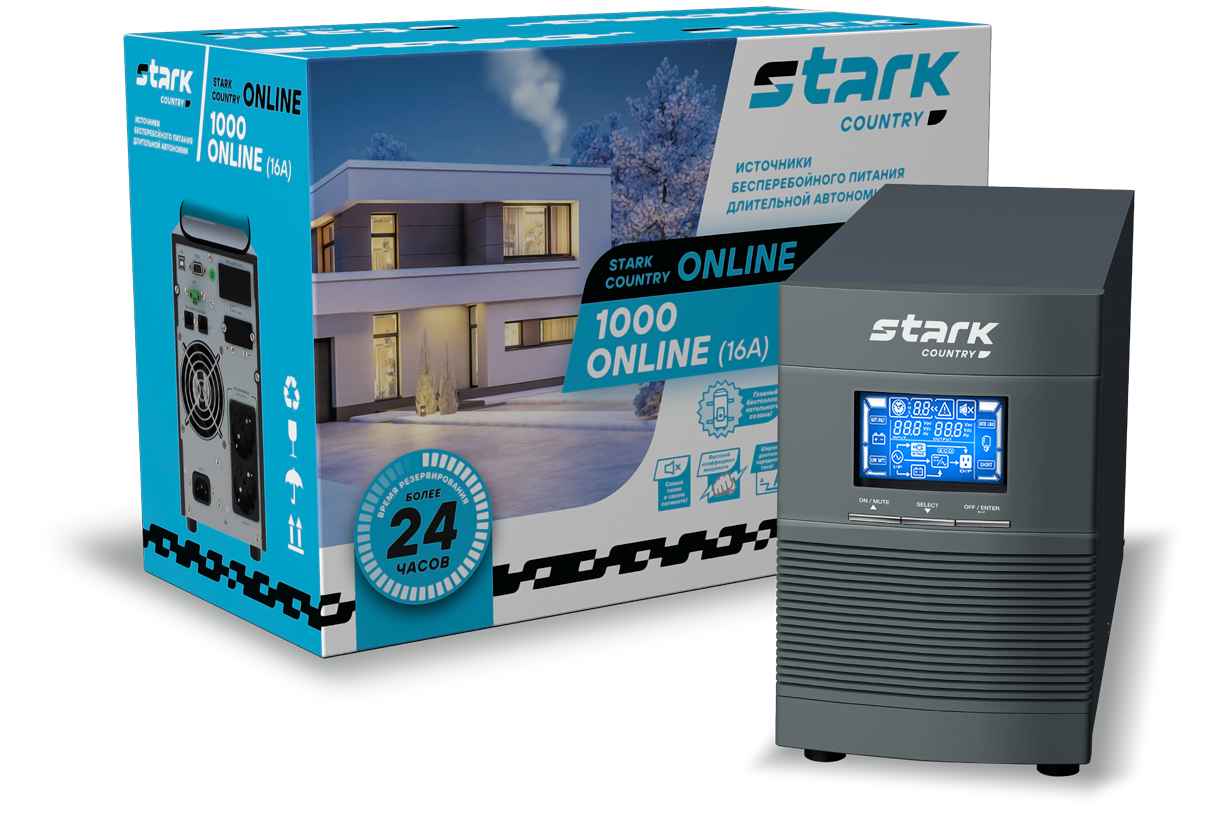 Источник бесперебойного питания Stark Country 1000 online 16А (900 ватт 24 вольта) цена Хабаровск Источник бесперебойного питания Stark Country 1000 online 16А (900 ватт 24 вольта) купить в Хабаровске